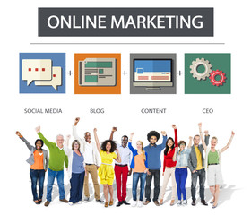 Wall Mural - Online Marketing Business Content Strategy Target Concept