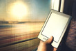 reading digital book while travelling