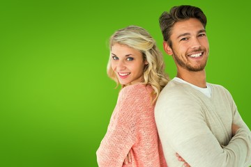 Poster - Composite image of attractive couple smiling with arms crossed
