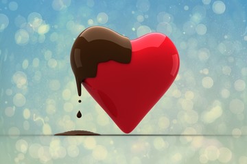 Fototapete - Composite image of heart dipped in chocolate