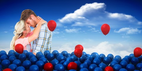 Poster - Composite image of attractive young couple about to kiss
