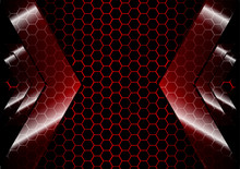 Arrow Backdrop With Hexagon Grid Red Color  Background