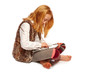 canvas print picture - Maedchen spielt Computer