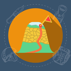 Flat vector illustration for mountaineering route