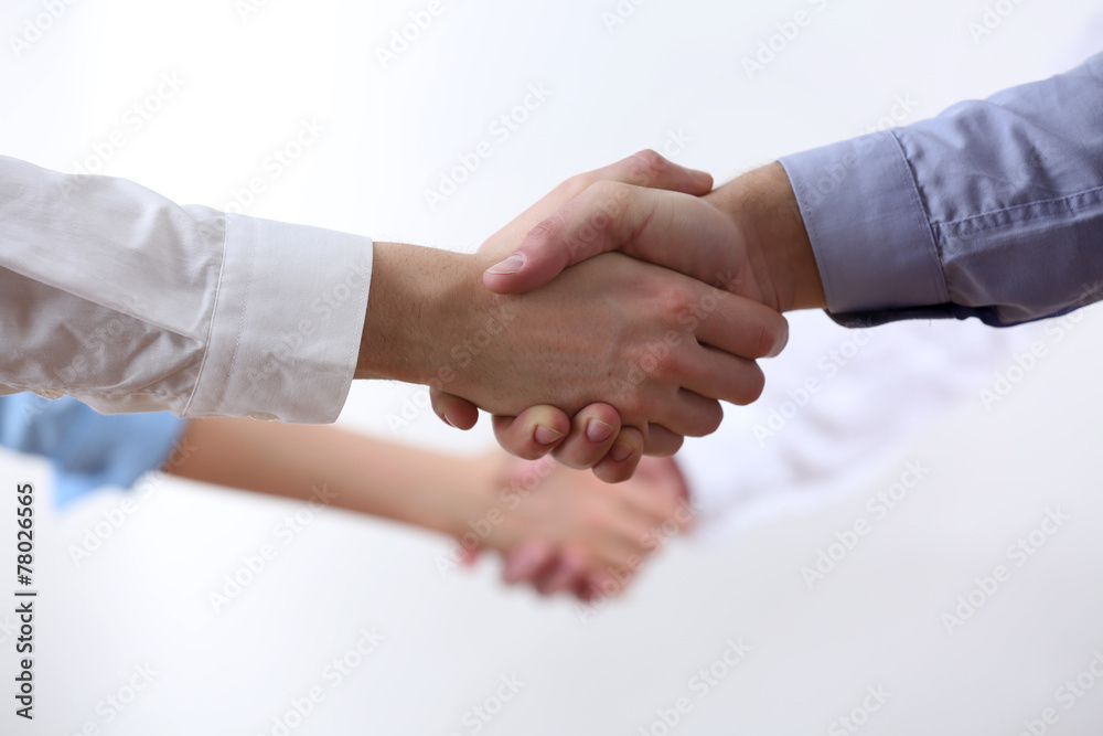 Business handshake isolated on white