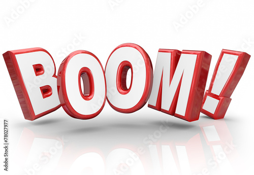 Fotografie, Obraz Boom 3d Word Explosive Growth Increase Sales Economy Improvement