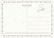 Travel postcard vector in air mail style with paper texture and rubber stamps 