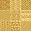 Gold seamless wave patterns for web background, surface