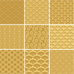Gold seamless wave patterns for web background, surface