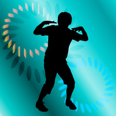 Canvas Print - Vector silhouette of a man who dances.