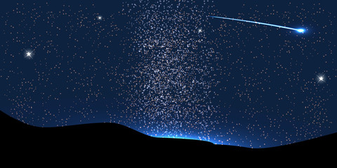 comet fly around the planet in space. vector illustration.