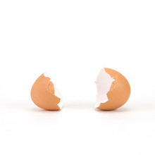 Broken And Cracked Egg Shell On White Background