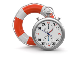 Poster - Stopwatch and lifebuoy (clipping path included)