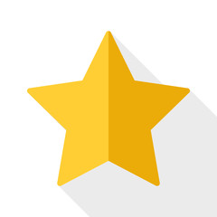 Wall Mural - gold star icon with long shadow on white background