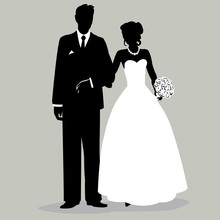 Bride And Groom Silhouette - Illustration