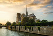 Sunset rays over Notre Dame cathedral