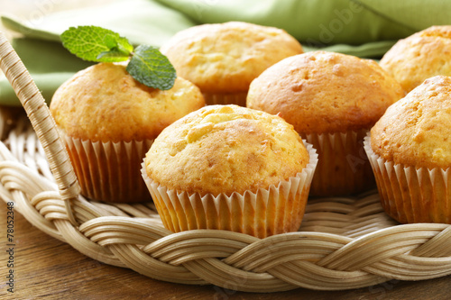 Fotografie, Obraz homemade pastries, sweet vanilla cupcakes for breakfast