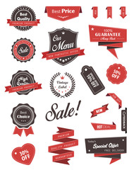 Wall Mural - vector set of banners, labels, ribbons and stickers.