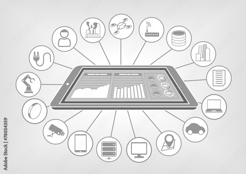 Flat vector illustration big data analytics internet of things Stock ...