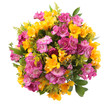 Freesia flowers bouquet from above