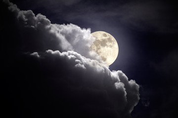 full moon overcast night