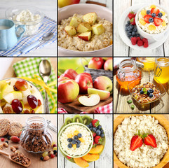 Canvas Print - Healthy dishes and products in collage