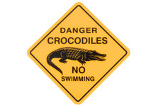 Crocodile Warning Sign Isolated On White Background Photo