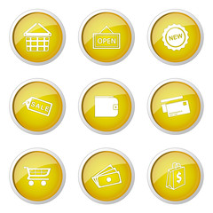 Shopping Sign Yellow Vector Button Icon Design Set 2