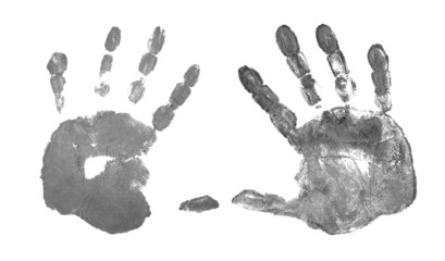 grey hand prints isolated on white