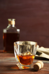 Poster - Whiskey on wooden background