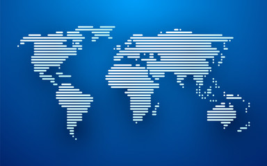 Wall Mural - plain map of the world created by lines with shadow