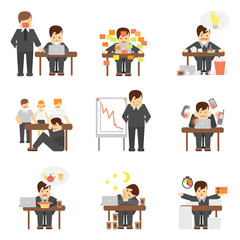 Canvas Print - Stress at work icons set