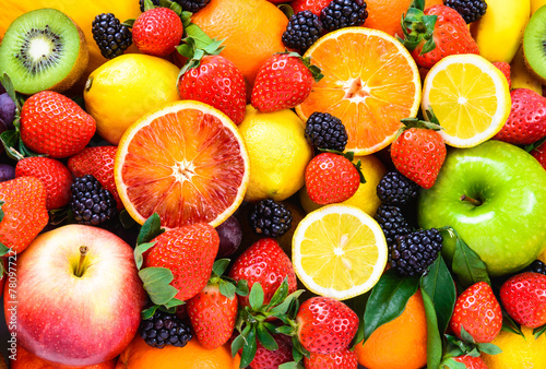 Naklejka dekoracyjna Fresh fruits mixed.Fruits background.