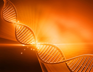 Wall Mural - DNA structure on abstract yellow  background .