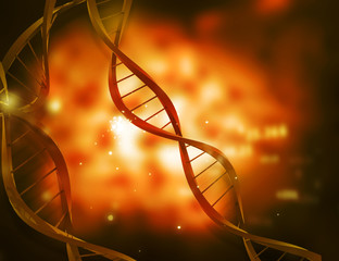 Wall Mural - DNA structure on abstract yellow  background .
