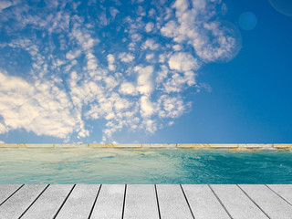 Wood in the pool in the sky.