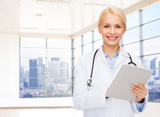 Sticker - smiling young female doctor in white coat