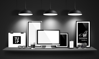 Wall Mural - modern workspace design. vector