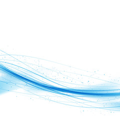 Poster - Swoosh blue wave lines over white background