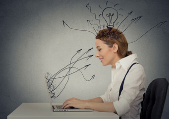 woman working on laptop computer