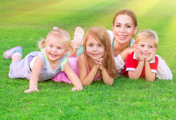 Wall Mural - Happy big family