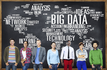 Poster - big data storage information world map concept