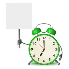 Green Alarm Clock With Placard
