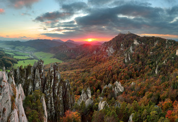 slovakia mountain forest landscape at autumn, sulov