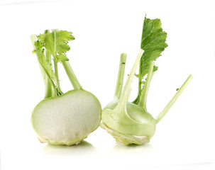 Wall Mural - Fresh kohlrabi isolated on white background