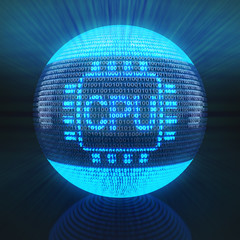 Wall Mural - CPU symbol on globe formed by binary code