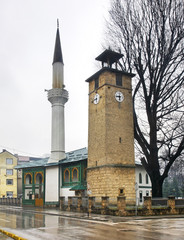 Mosque and Clock tower  in Travnik. Bosnia and Herzegovina