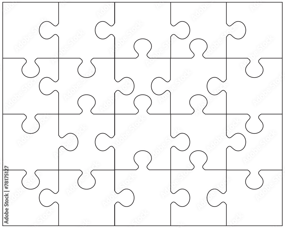 Vector illustration of white puzzle - obrazy, fototapety, plakaty 