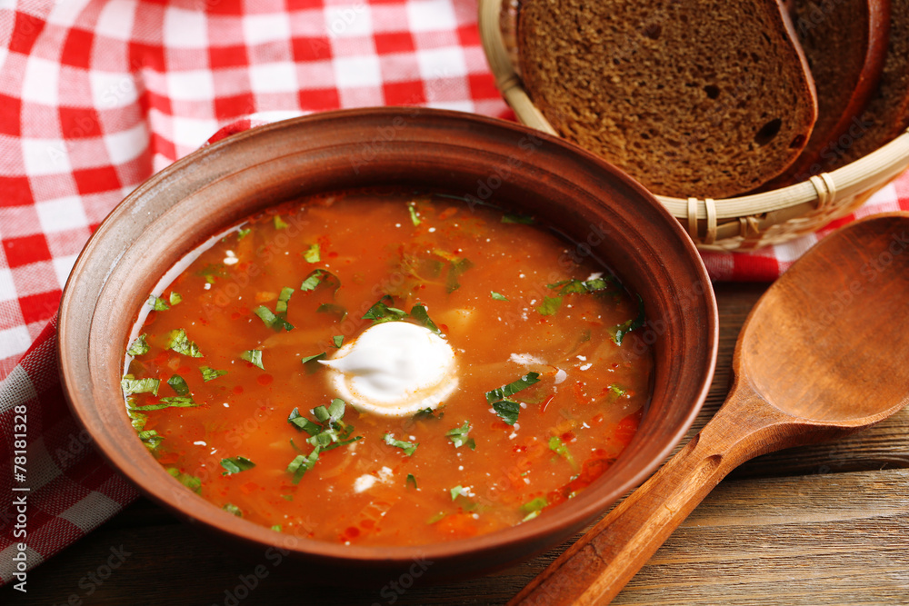 Ukrainian beetroot soup - borscht,