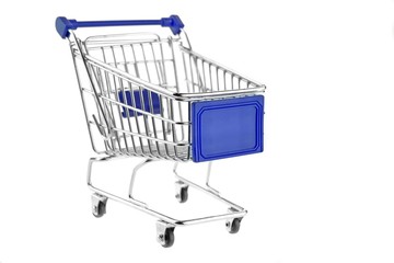 Blue Shopping Cart Isolated On White